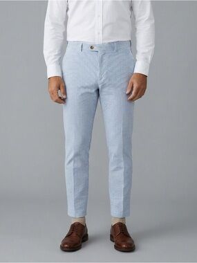 🌻NEW w/tag J.McLaughlin Blue White  Jax Stripe Seersucker Pants Mens Size 42x34